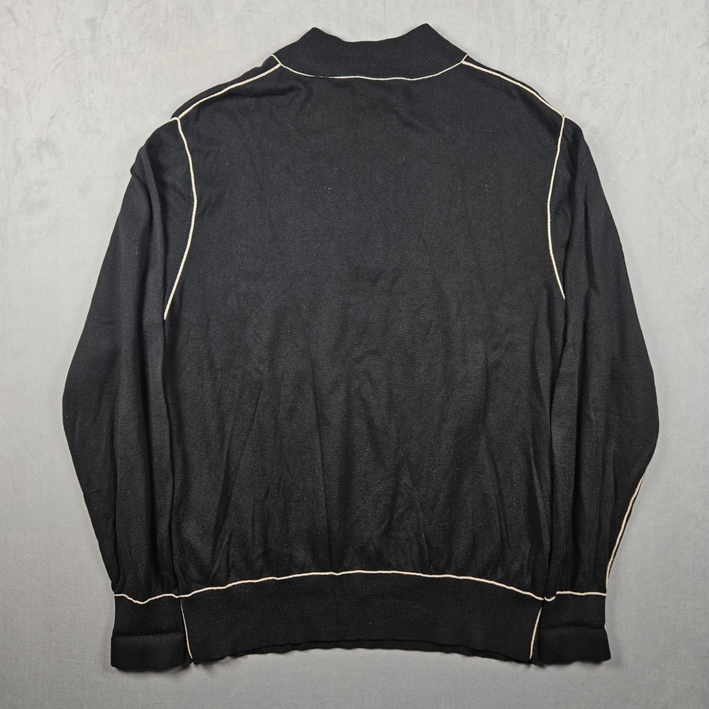 Peter Millar Quarter Zip Sweater Mens Large Black Silk Cotton Cashmere Blend - Picture 2 of 10